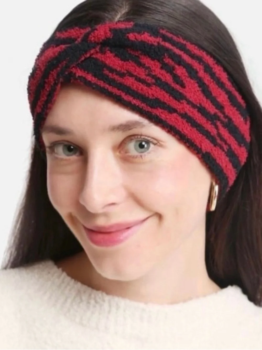 NWT Comfy Luxe Red & Black Zebra Print Twist Knot Headband - New in Packaging